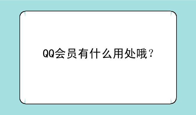 QQ会员有什么用处哦？